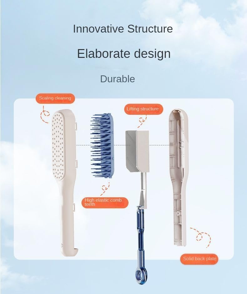 MOROVIK Self-Cleaning Anti-Static Massage Comb, Self Cleaning Hair Brush